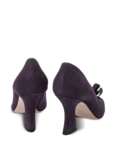 Pre-owned Miu Miu 85mm Bow-embellished Suede Pumps
