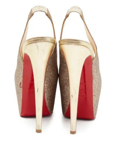 Pre-owned Christian Louboutin 155mm Glitter Daf Slingback Pumps