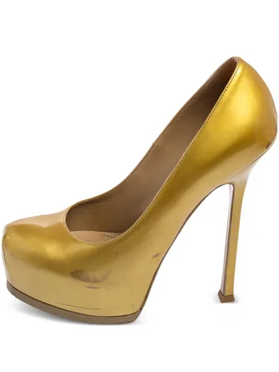 Pre-owned Saint Laurent 140mm Tribute Metallic Platform Stiletto Pumps