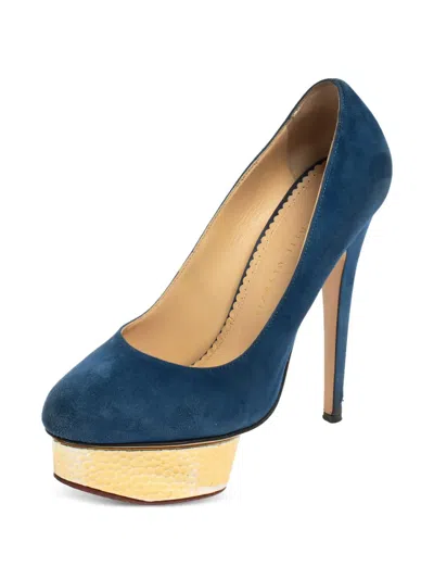 Pre-owned Charlotte Olympia 140mm Dolly Suede Platform Pumps