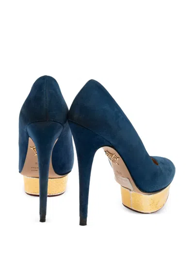 Pre-owned Charlotte Olympia 140mm Dolly Suede Platform Pumps