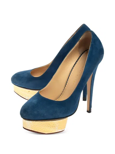 Pre-owned Charlotte Olympia 140mm Dolly Suede Platform Pumps