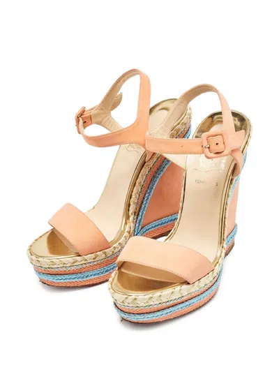 Pre-owned Christian Louboutin 130mm Duplice Wedge Sandals