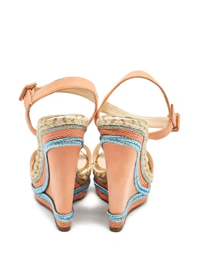 Pre-owned Christian Louboutin 130mm Duplice Wedge Sandals