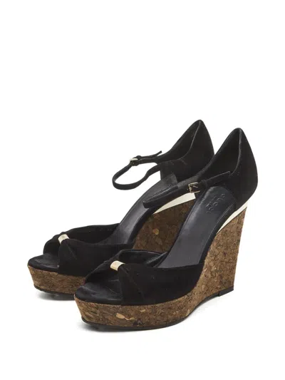 Pre-owned Gucci Peep-toe Wedge Sandals