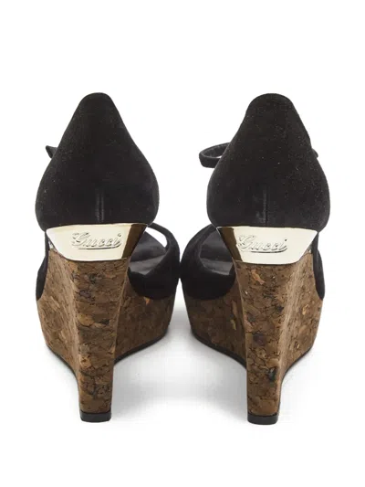 Pre-owned Gucci Peep-toe Wedge Sandals