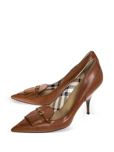 Pre-owned Burberry 95mm Fringe-detail Pointed-toe Pumps