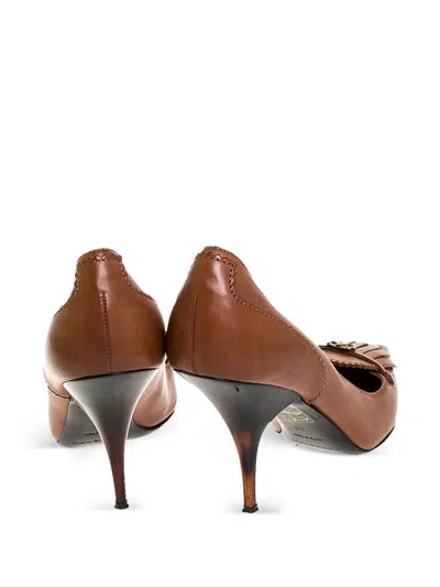 Pre-owned Burberry 95mm Fringe-detail Pointed-toe Pumps