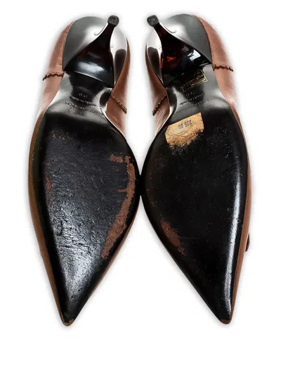 Pre-owned Burberry 95mm Fringe-detail Pointed-toe Pumps