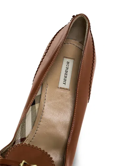 Pre-owned Burberry 95mm Fringe-detail Pointed-toe Pumps