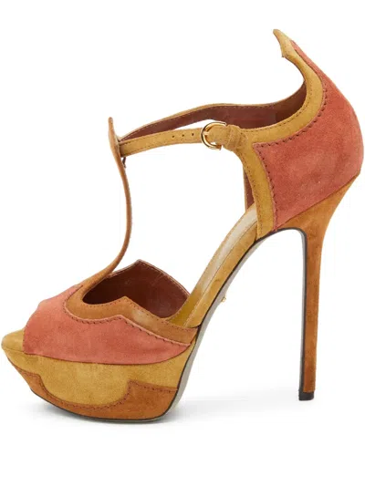 Pre-owned Sergio Rossi Vintage 140mm Suede Colourblock Platform Sandals