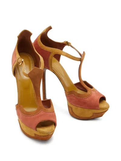 Pre-owned Sergio Rossi Vintage 140mm Suede Colourblock Platform Sandals