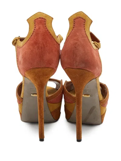 Pre-owned Sergio Rossi Vintage 140mm Suede Colourblock Platform Sandals