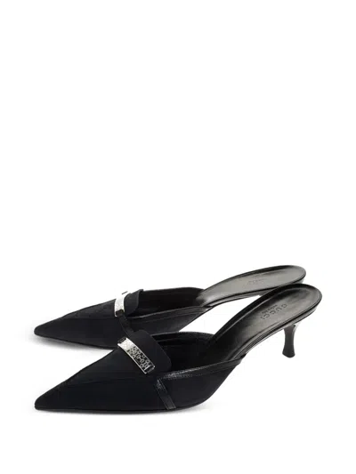 Pre-owned Gucci 60mm Gg Canvas Mules