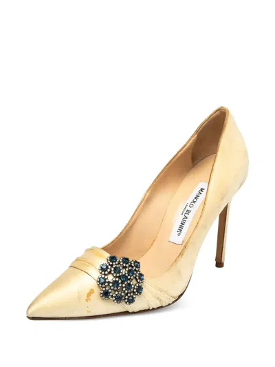 Pre-owned Manolo Blahnik 100mm Satin Pumps