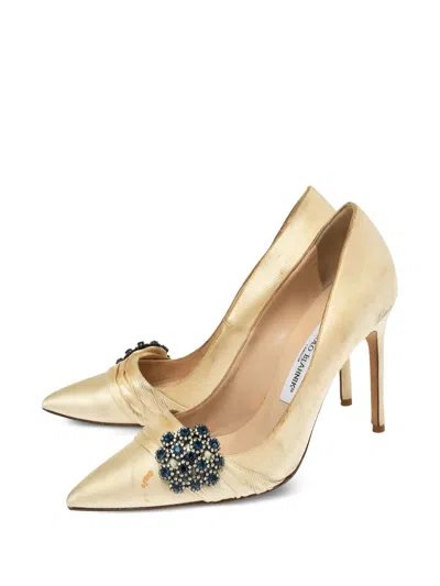 Pre-owned Manolo Blahnik 100mm Satin Pumps