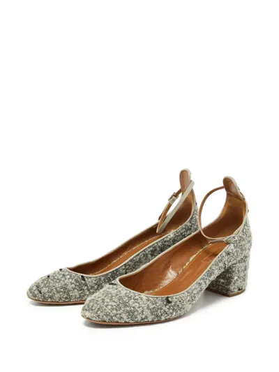 Pre-owned Aquazzura 65mm Textured Block-heel Pumps