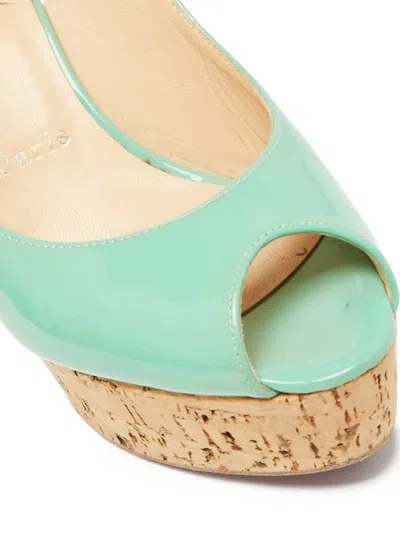 Pre-owned Christian Louboutin 90mm Peep-toe Wedge Sandals