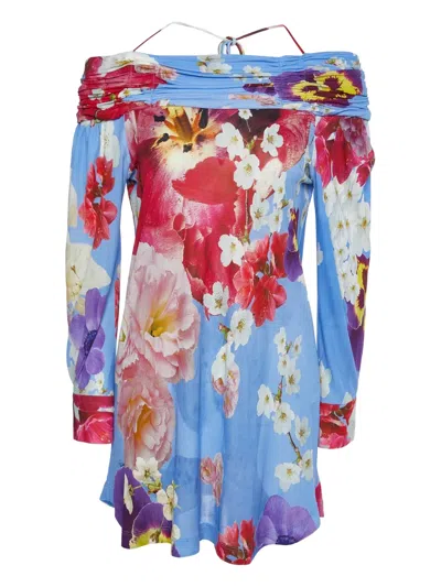 Pre-owned Roberto Cavalli Vintage  Off-shoulder Floral-print Blouse