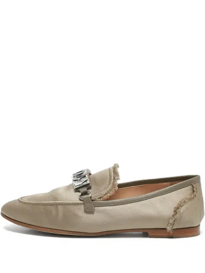 Pre-owned Giuseppe Zanotti Vintage Pr-owned Letizia Fringed Satin Loafers