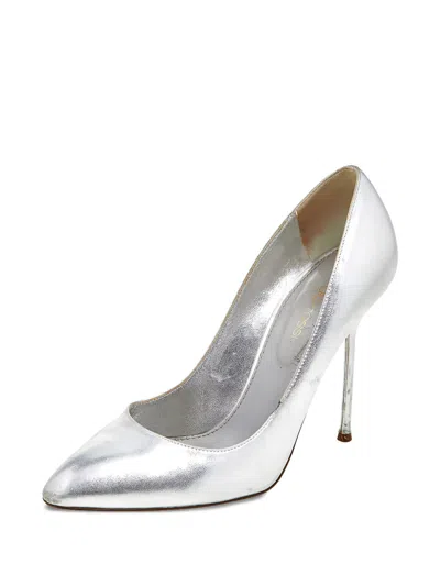 Pre-owned Sergio Rossi Vintage  105mm Metallic Pointed-toe Pumps