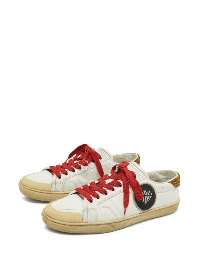 Pre-owned Saint Laurent Leopard-print Panelled Sneakers