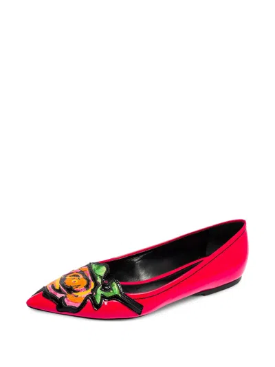 Pre-owned Louis Vuitton Floral-print Leather Ballet Flats