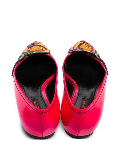 Pre-owned Louis Vuitton Floral-print Leather Ballet Flats