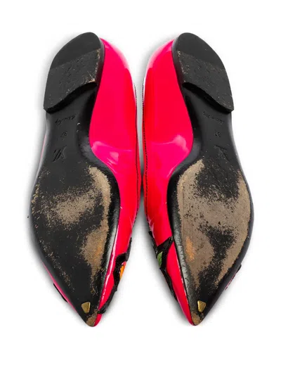Pre-owned Louis Vuitton Floral-print Leather Ballet Flats