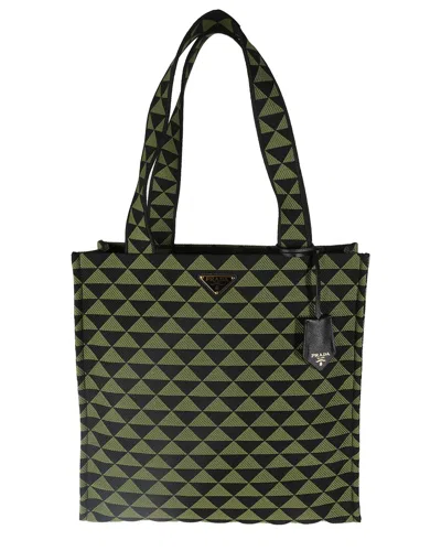 Prada Black & Green Jersey Jacquard Triangolo Symbole Shopping Tote (authentic  Pre-loved)
