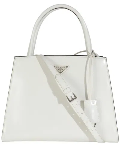 Prada White Plastic Trapeze Logo Plaque Tote (authentic Pre-loved)