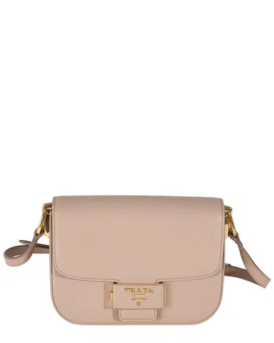 Prada Beige & Pink Leather Lux Embleme Flap Shoulder Bag (authentic Pre-loved)