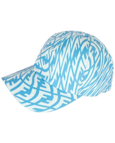 Fendi Ff Vertigo Print Canvas Baseball Cap In Blue