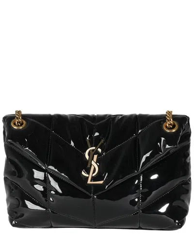Saint Laurent Black Patent Leather Small Lou Puffer Chain Bag (authentic Pre-  Loved)