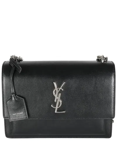Saint Laurent Black Leather Medium Monogram Sunset (authentic Pre-loved)
