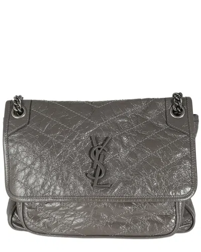 Saint Laurent Gray Calfskin Matelasse Medium Niki Chain Satchel (authentic  Pre-loved)