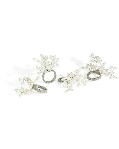 Tiramisu Set Of 4 Ivory Elegance Napkin Rings In White