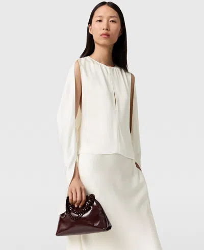 Stella Mccartney Cape-sleeve Cut-out Satin Top In White