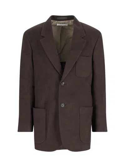 Our Legacy Linen Single Breasted Blazer, Brown, Notch Lapel In Brown