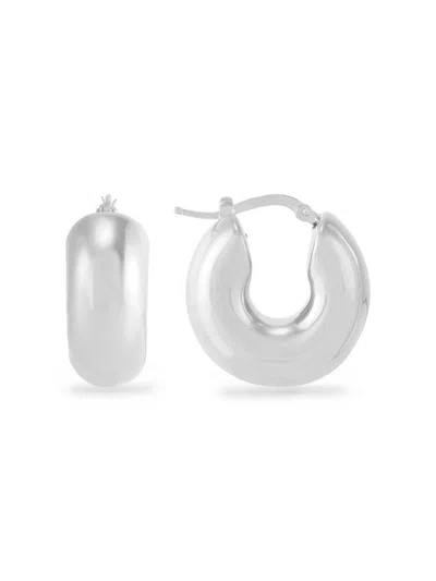 Saks Fifth Avenue Women's Sterling Silver Huggie Earrings In Metallic