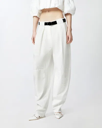 Pinko Wide Cotton Trousers With Belt In White