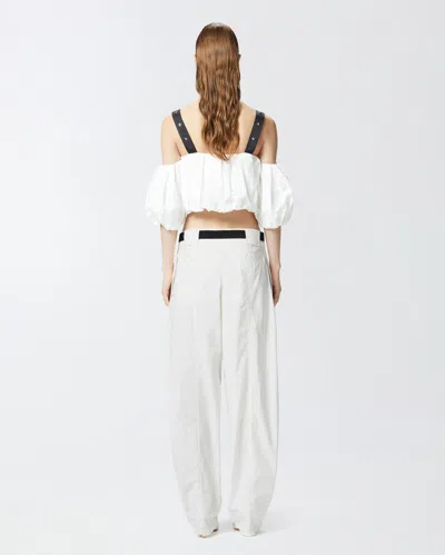Pinko Wide Cotton Trousers With Belt In White