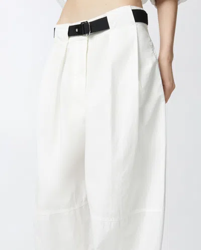 Pinko Wide Cotton Trousers With Belt In White