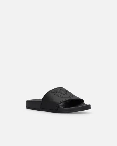 Pinko Rubberized Slippers With Love Birds Logo Band