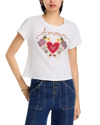 Cinq À Sept Western Amour Shrunken Crewneck Tee In White