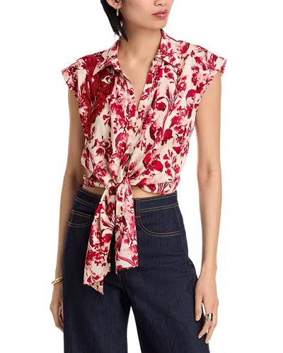Cinq À Sept Cinq A Sept Floral Ribbons Marianna Sleeveless Blouse In Red