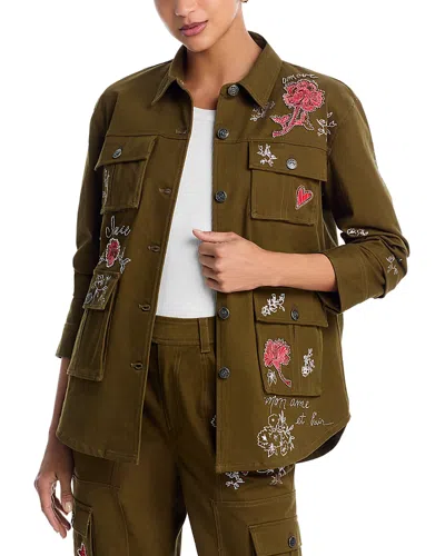 Cinq À Sept Desert Rose Vera Embroidered Utility Jacket In Brown
