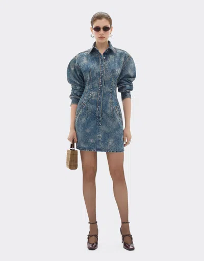 Ferrari Dress In Needled And Washed Denim