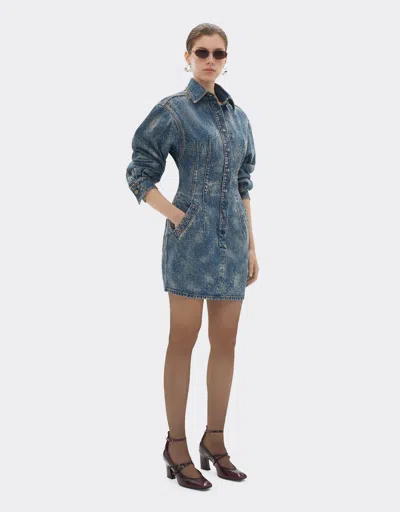 Ferrari Dress In Needled And Washed Denim