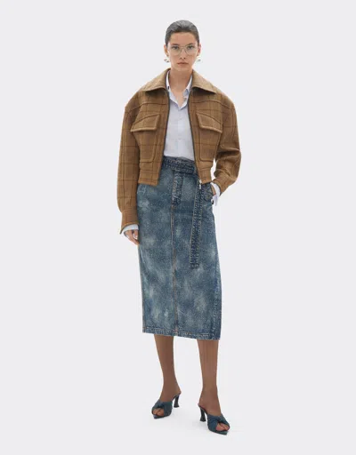 Ferrari Skirt In Needled And Washed Denim